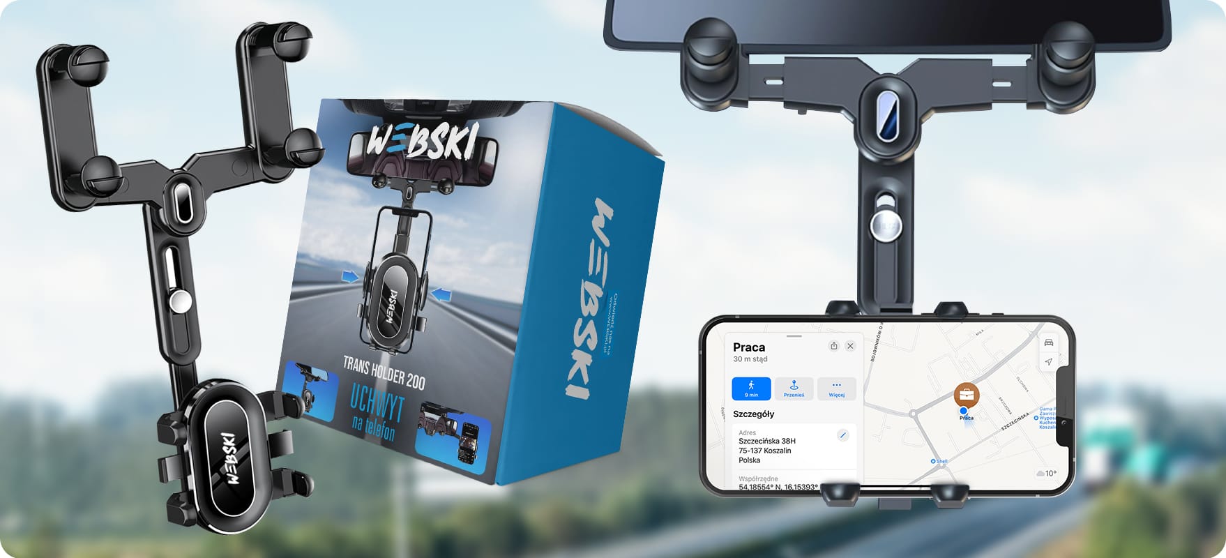 Uchwyt samochodowy RS200 na lusterko wsteczne do telefonu UchTRS200