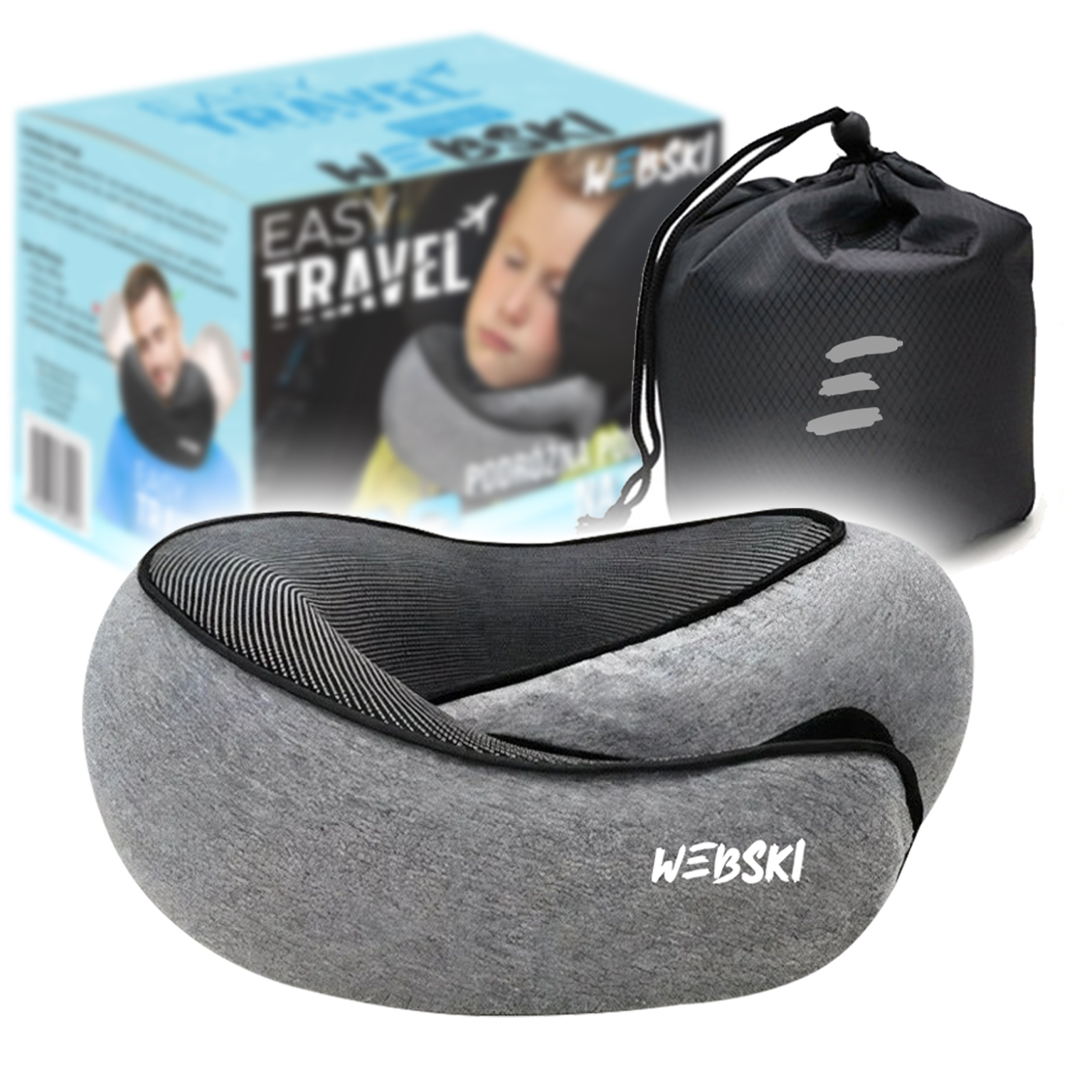 EASYTRAVEL_GY_min01 poduszka podróżna z pianką memory